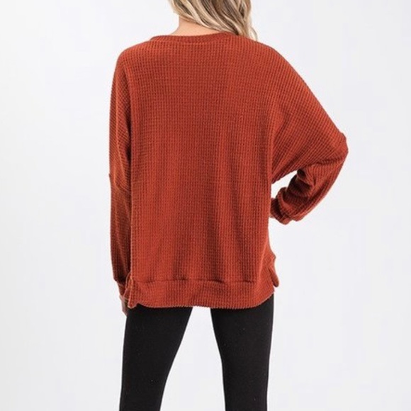 ⚡️LAST ONE⚡️Lotti-rust orange waffle knit pullover - Picture 4 of 9